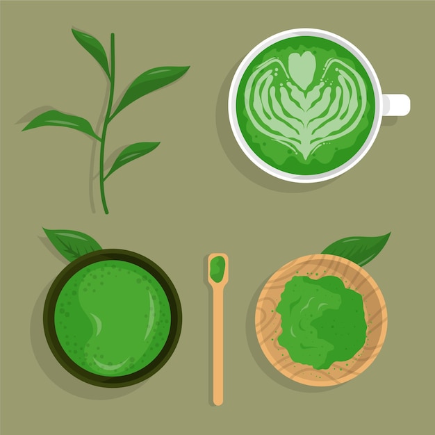 Free vector matcha tea collection