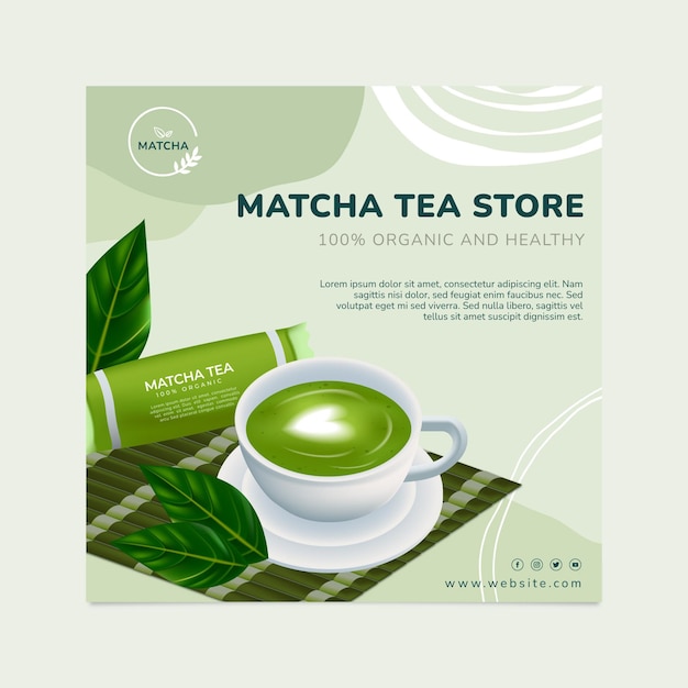Matcha tea flyer square