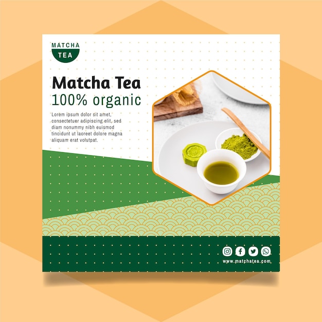 Vettore gratuito modello di volantino del tè matcha