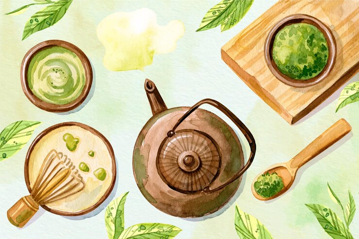 無料Vector 抹茶の手描きの背景