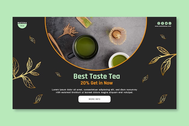 Free vector matcha tea horizontal banner template