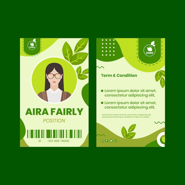 Matcha tea id card template