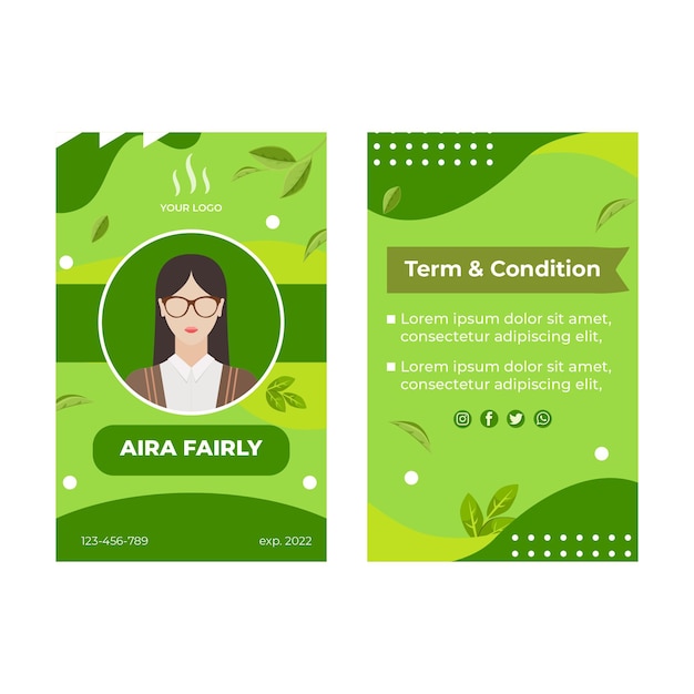 Free vector matcha tea id card template