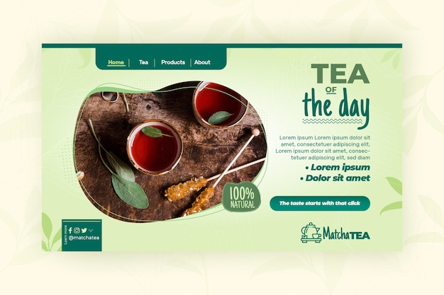 Free vector matcha tea landing page template