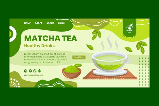 Vettore gratuito pagina di destinazione del tè matcha