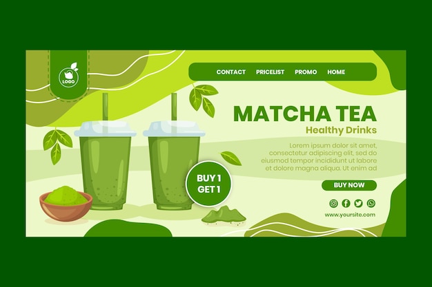 Free vector matcha tea landing page