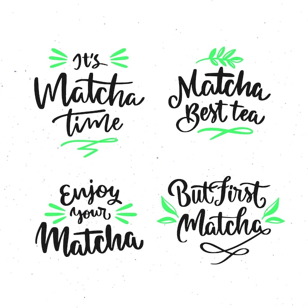 Free vector matcha tea lettering collection