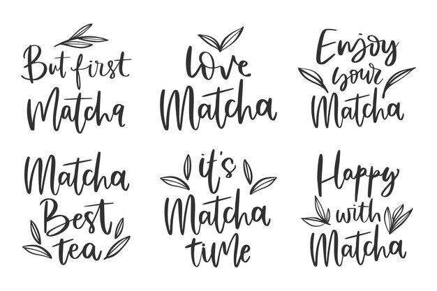 Matcha tea lettering pack theme