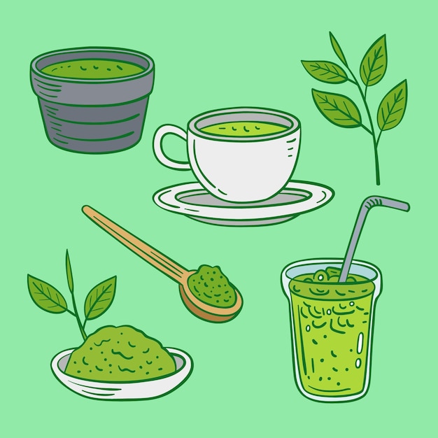 Concetto del pacchetto di tè matcha