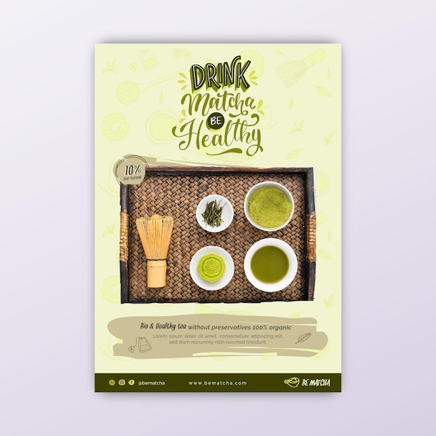 Matcha tea poster template