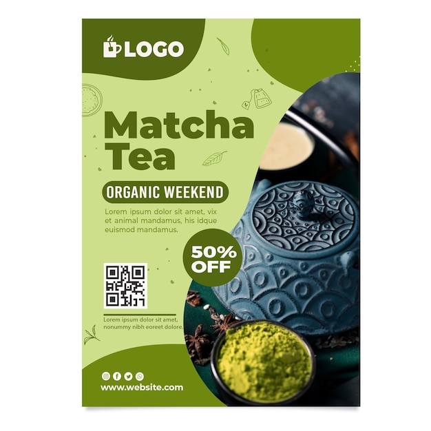 Free vector matcha tea poster with discount