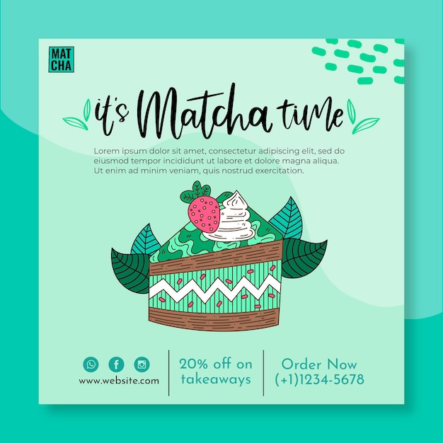 Matcha tea print template