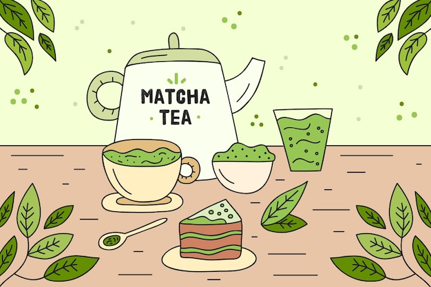 Free vector matcha tea products assortment