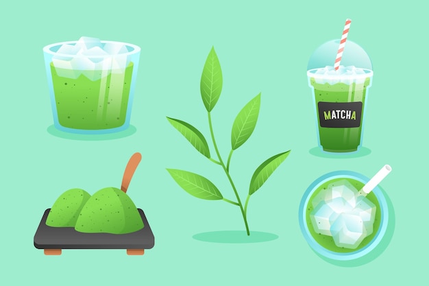 Matcha tea set illustration