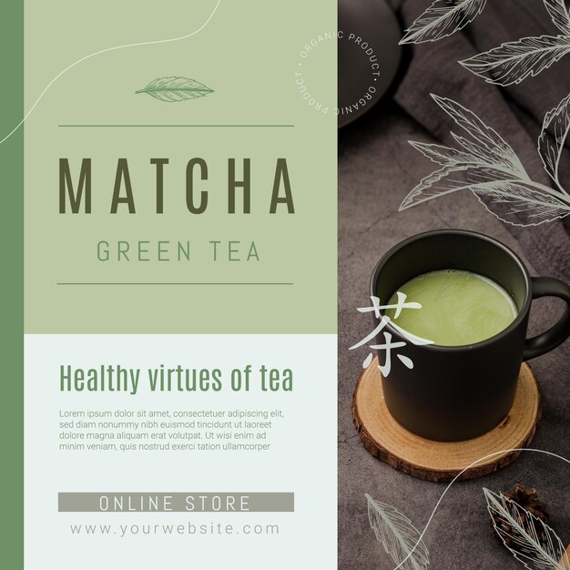 matcha tea squared flyer template