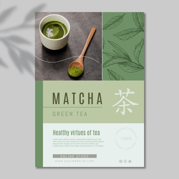 Matcha tea vertical flyer template