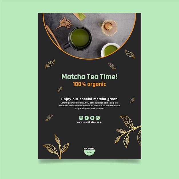 Free vector matcha tea vertical flyer template