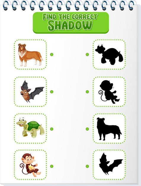 Matching Farm animal shadow worksheet