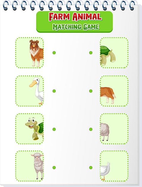 Free vector matching farm animal shadow worksheet