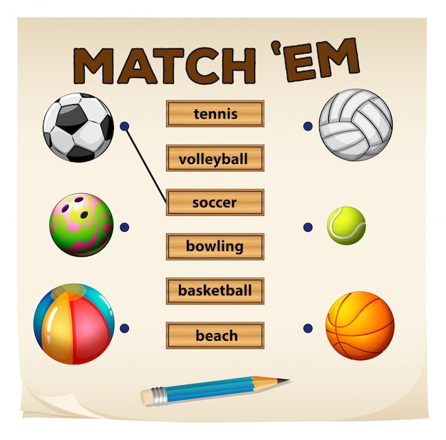 Matching game with sports and balls
