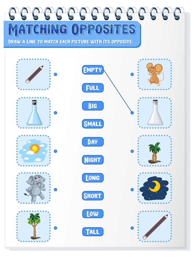 Free Vector matching words to pictures worksheet template