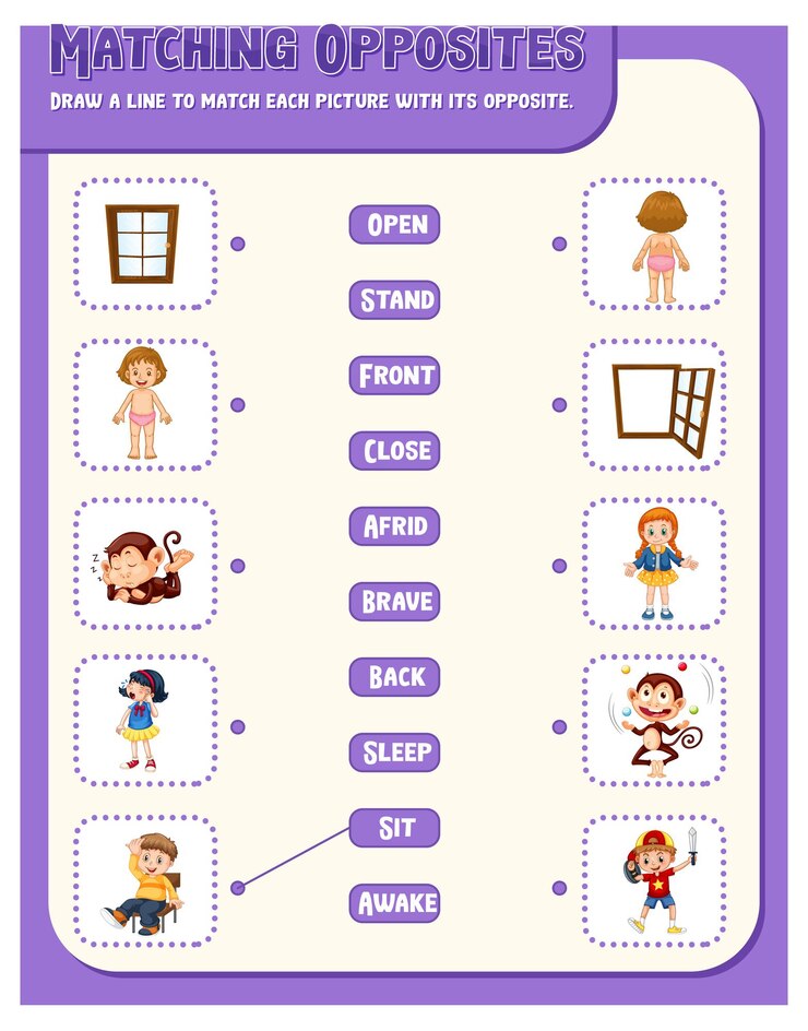 Free Vector matching words to pictures worksheet template