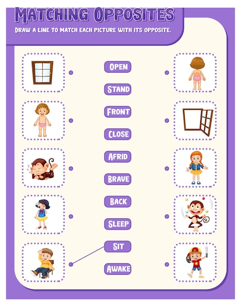 Matching words to pictures worksheet template