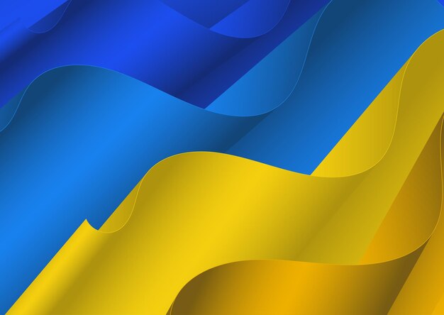우크라이나 국기 색상의 소재 접기 추상적인 배경