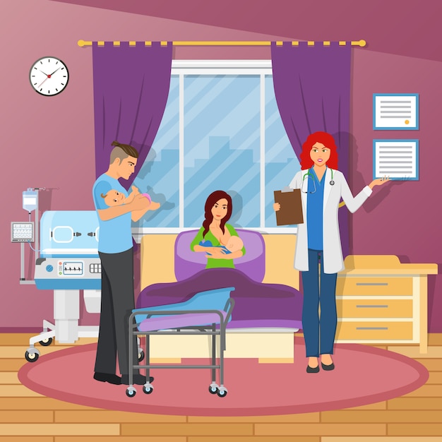 Free vector maternity hospital flat composition