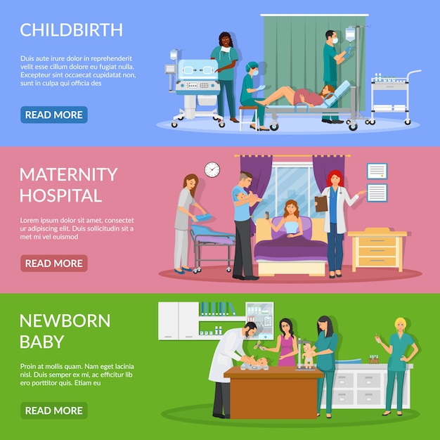 Free vector maternity hospital horizontal banners