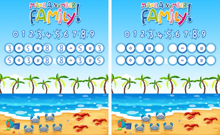 Free Vector math educational school worksheet for kids