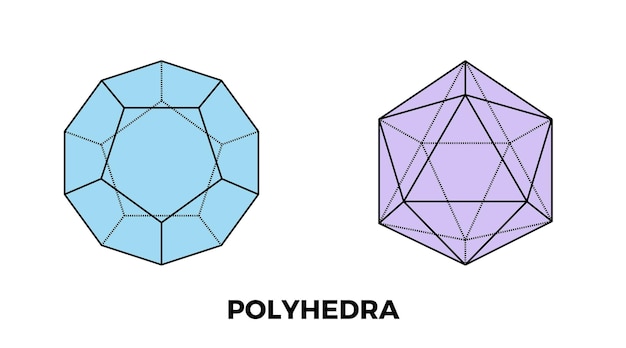 Math picture geometry shape 3d icon polyhedra vector illustration