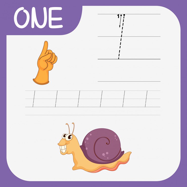 Free Vector math writing practise number one