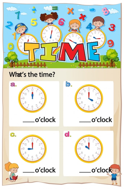 Free vector mathematics time chapter work sheet