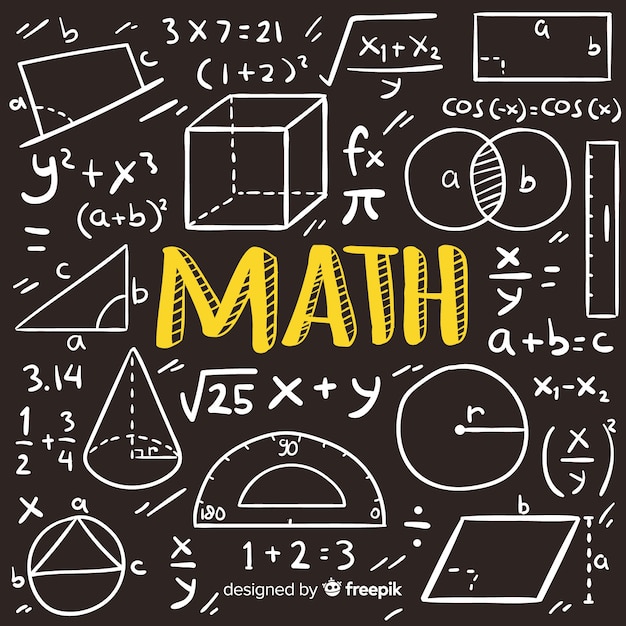 Free vector maths realistic chalkboard background