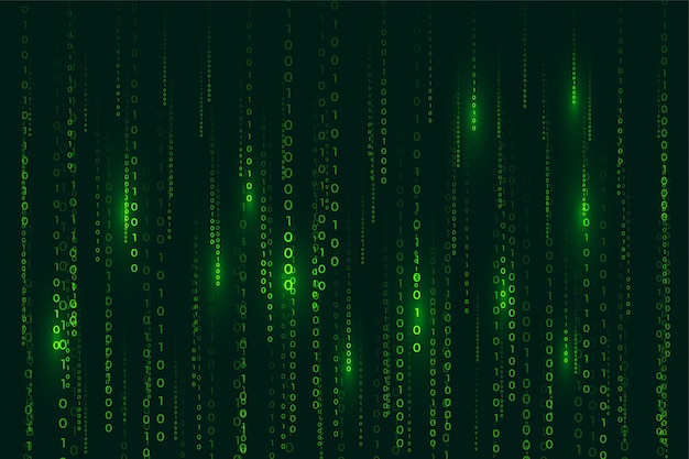 Matrix style binary code digital background with falling numbers