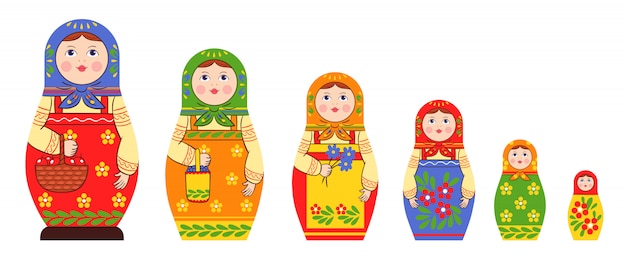 Vettore gratuito collezione matryoshka