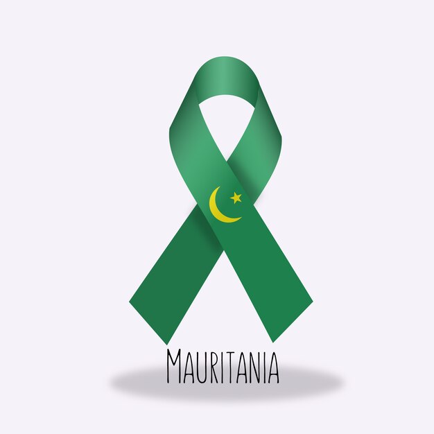 Mauritania flag ribbon design