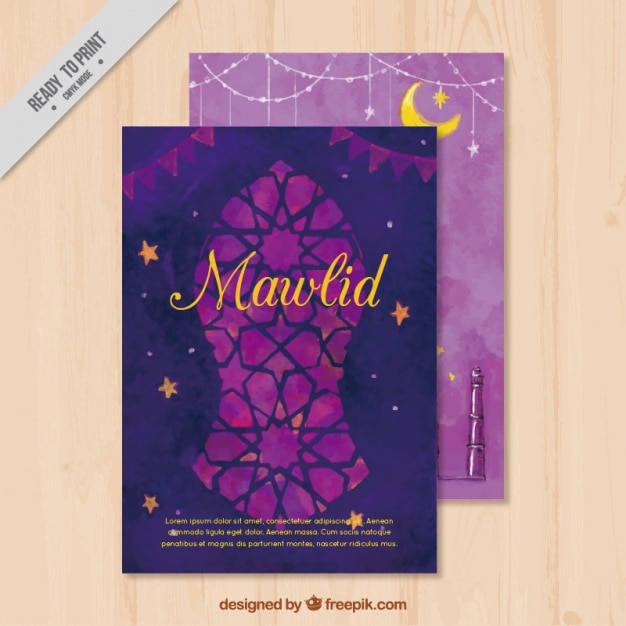 Mawlid carta acquarello ornamentali