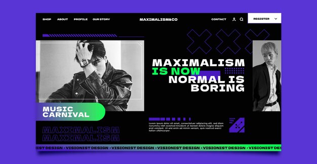 Maximalism landing page template design