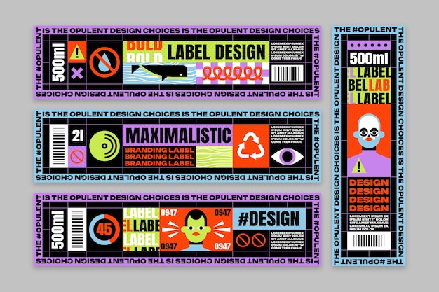 Free vector maximalism packaging label template design