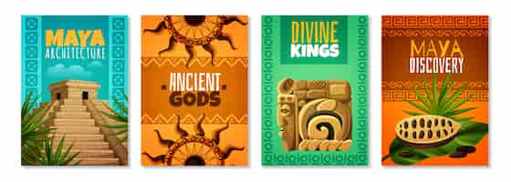 Free vector maya civilization cartoon posters