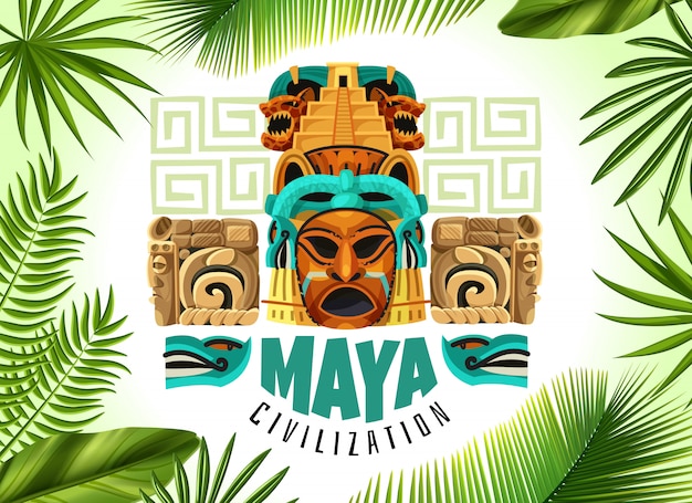 Poster orizzontale di civiltà maya