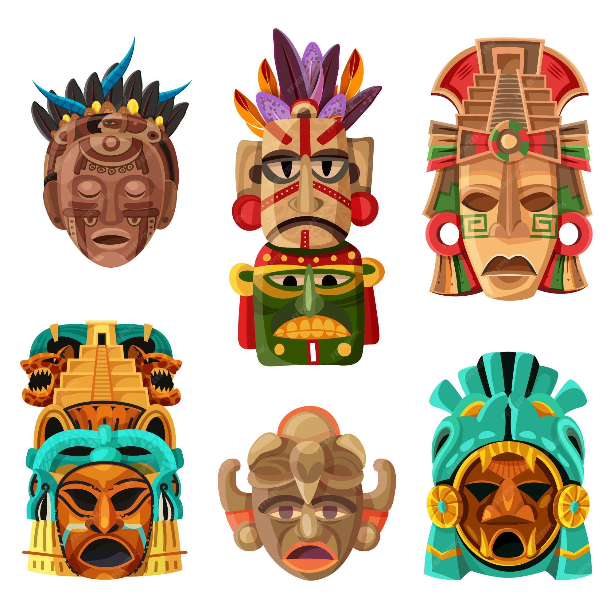 Free Vector | Mayan mask cartoon