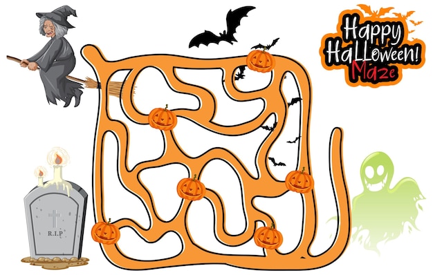 Modello di gioco labirinto in tema halloween