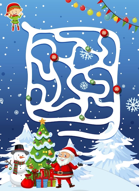 Maze game template with Christmas theme