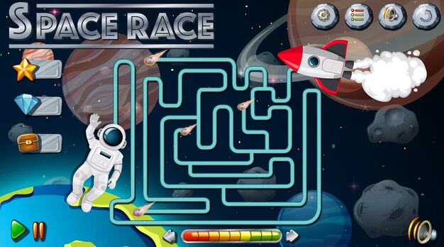 Maze game with space theme template