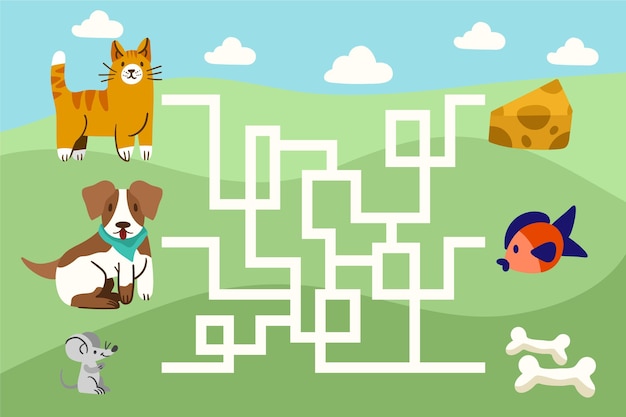 Free vector maze for kids illustration