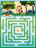 Maze puzzle with monkey in the jungle