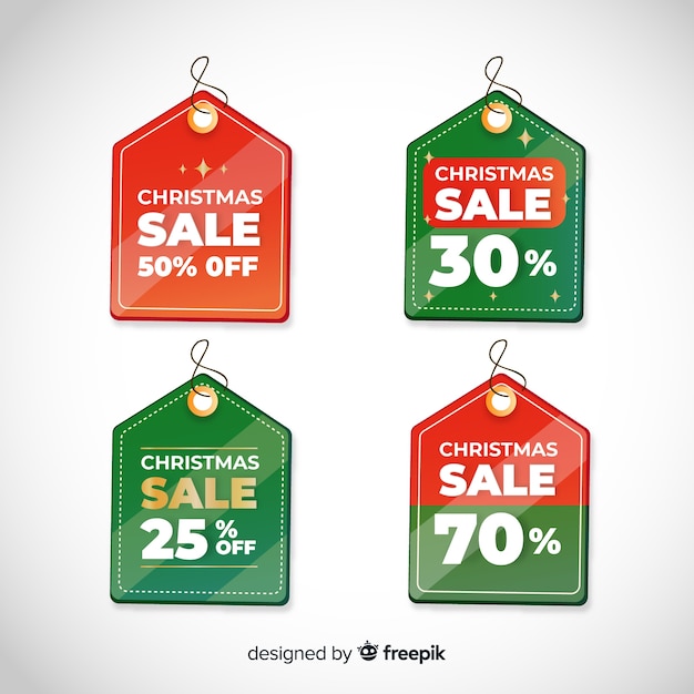 Free vector mdern set of christmas sale labels